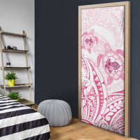 Pink White Polynesia Floral Sea Turtle Door Cover LT14 - Polynesian Pride