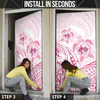 Pink White Polynesia Floral Sea Turtle Door Cover LT14 - Polynesian Pride