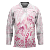 Pink White Polynesia Floral Sea Turtle Hockey Jersey - Polynesian Pride