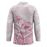 Pink White Polynesia Floral Sea Turtle Hockey Jersey LT14 - Polynesian Pride