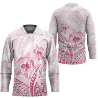 Pink White Polynesia Floral Sea Turtle Hockey Jersey LT14 - Polynesian Pride