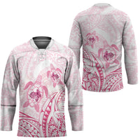 Pink White Polynesia Floral Sea Turtle Hockey Jersey - Polynesian Pride