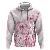 Pink White Polynesia Floral Sea Turtle Hoodie - Polynesian Pride