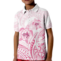 Pink White Polynesia Floral Sea Turtle Kid Polo Shirt LT14 Kid White - Polynesian Pride