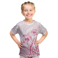 Pink White Polynesia Floral Sea Turtle Kid T Shirt LT14 White - Polynesian Pride
