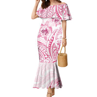 Pink White Polynesia Floral Sea Turtle Mermaid Dress LT14 Women White - Polynesian Pride