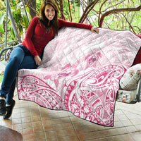 Pink White Polynesia Floral Sea Turtle Quilt - Polynesian Pride