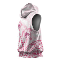 Pink White Polynesia Floral Sea Turtle Sleeveless Hoodie LT14 - Polynesian Pride