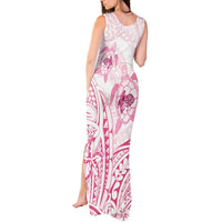 Pink White Polynesia Floral Sea Turtle Tank Maxi Dress LT14 - Polynesian Pride