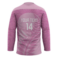 Custom New Zealand Silver Fern Rugby 2025 Hockey Jersey All Black Aotearoa Maori Pink - Polynesian Pride