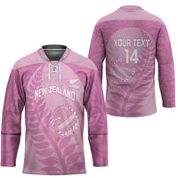 Custom New Zealand Silver Fern Rugby 2025 Hockey Jersey All Black Aotearoa Maori Pink - Polynesian Pride