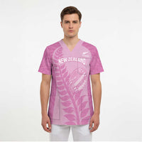 Custom New Zealand Silver Fern Rugby 2025 Scrub Top All Black Aotearoa Maori Pink - Polynesian Pride