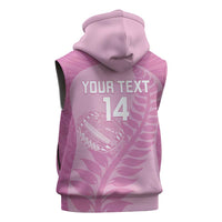 Custom New Zealand Silver Fern Rugby 2025 Sleeveless Hoodie All Black Aotearoa Maori Pink - Polynesian Pride