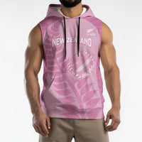 Custom New Zealand Silver Fern Rugby 2025 Sleeveless Hoodie All Black Aotearoa Maori Pink - Polynesian Pride