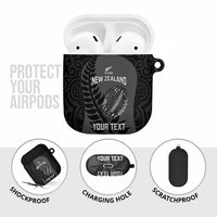 Custom New Zealand Silver Fern Rugby 2025 AirPods Case Go Champions Aotearoa Maori Black - Polynesian Pride
