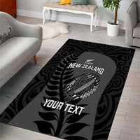 Custom New Zealand Silver Fern Rugby 2025 Area Rug Go Champions Aotearoa Maori Black