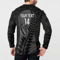 Custom New Zealand Silver Fern Rugby 2025 Button Sweatshirt Go Champions Aotearoa Maori Black