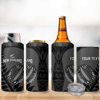 Custom New Zealand Silver Fern Rugby 2025 4 in 1 Can Cooler Tumbler Go Champions Aotearoa Maori Black