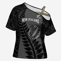 Custom New Zealand Silver Fern Rugby 2025 Cross Shoulder Shirt Go Champions Aotearoa Maori Black - Polynesian Pride