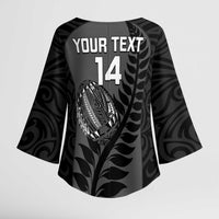 Custom New Zealand Silver Fern Rugby 2025 Kimono Sleeve Blouse Go Champions Aotearoa Maori Black - Polynesian Pride