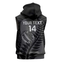 Custom New Zealand Silver Fern Rugby 2025 Sleeveless Zip Hoodie Go Champions Aotearoa Maori Black - Polynesian Pride