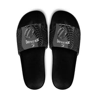 Custom New Zealand Silver Fern Rugby 2025 Slide Sandals Go Champions Aotearoa Maori Black - Polynesian Pride