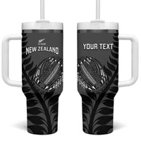 Custom New Zealand Silver Fern Rugby 2025 Tumbler With Handle Go Champions Aotearoa Maori Black