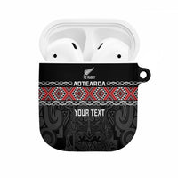 Custom New Zealand Silver Fern Rugby AirPods Case All Black Maori Taniko Pattern - Polynesian Pride