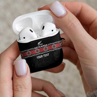 Custom New Zealand Silver Fern Rugby AirPods Case All Black Maori Taniko Pattern LT14 - Polynesian Pride