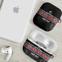 Custom New Zealand Silver Fern Rugby AirPods Case All Black Maori Taniko Pattern LT14 - Polynesian Pride