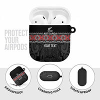 Custom New Zealand Silver Fern Rugby AirPods Case All Black Maori Taniko Pattern LT14 - Polynesian Pride