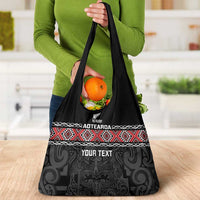 Custom New Zealand Silver Fern Rugby Grocery Bag All Black Maori Taniko Pattern