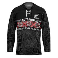 Custom New Zealand Silver Fern Rugby Hockey Jersey All Black Maori Taniko Pattern LT14 Unisex Black - Polynesian Pride