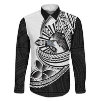 Philippines Eagle Sun Family Matching Off The Shoulder Long Sleeve Dress and Hawaiian Shirt Filipino Agila Polynesian Tattoo Black Color