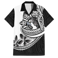Philippines Eagle Sun Family Matching Off Shoulder Short Dress and Hawaiian Shirt Filipino Agila Polynesian Tattoo Black Color