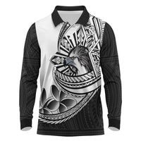 Philippines Eagle Sun Long Sleeve Polo Shirt Filipino Agila Polynesian Tattoo Black Color LT14 Black - Polynesian Pride