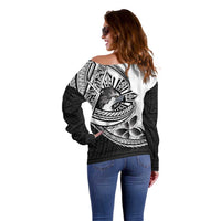 Philippines Eagle Sun Off Shoulder Sweater Filipino Agila Polynesian Tattoo Black Color LT14 - Polynesian Pride