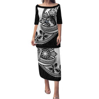 Philippines Eagle Sun Puletasi Filipino Agila Polynesian Tattoo Black Color LT14 Long Dress Black - Polynesian Pride