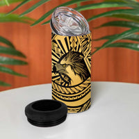 Philippines Eagle Sun 4 in 1 Can Cooler Tumbler Filipino Agila Polynesian Tattoo Gold Color