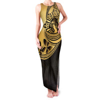 Philippines Eagle Sun Family Matching Tank Maxi Dress and Hawaiian Shirt Filipino Agila Polynesian Tattoo Gold Color