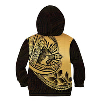 Philippines Eagle Sun Kid Hoodie Filipino Agila Polynesian Tattoo Gold Color LT14 - Polynesian Pride