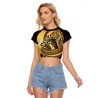 Philippines Eagle Sun Raglan Cropped T Shirt Filipino Agila Polynesian Tattoo Gold Color LT14 Female Gold - Polynesian Pride