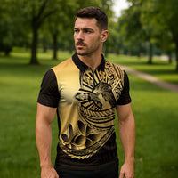 Philippines Eagle Sun Zipper Polo Shirt Filipino Agila Polynesian Tattoo Gold Color LT14 - Polynesian Pride
