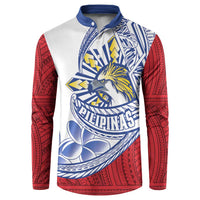 Philippines Eagle Sun Button Sweatshirt Filipino Agila Polynesian Tattoo Flag Color LT14 Red - Polynesian Pride