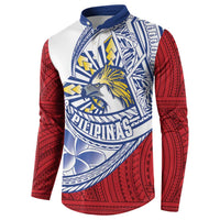 Philippines Eagle Sun Button Sweatshirt Filipino Agila Polynesian Tattoo Flag Color LT14 - Polynesian Pride