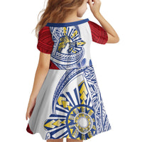 Philippines Eagle Sun Kid Short Sleeve Dress Filipino Agila Polynesian Tattoo Flag Color LT14 - Polynesian Pride