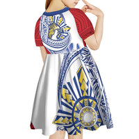 Philippines Eagle Sun Kid Short Sleeve Dress Filipino Agila Polynesian Tattoo Flag Color LT14 - Polynesian Pride