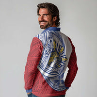 Philippines Eagle Sun Long Sleeve Polo Shirt Filipino Agila Polynesian Tattoo Flag Color LT14 - Polynesian Pride
