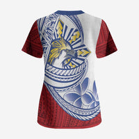 Philippines Eagle Sun Scrub Top Filipino Agila Polynesian Tattoo Flag Color LT14 - Polynesian Pride
