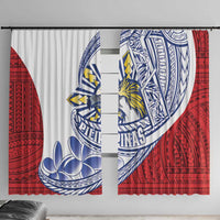 Philippines Eagle Sun Window Curtain Filipino Agila Polynesian Tattoo Flag Color LT14 With Hooks Red - Polynesian Pride
